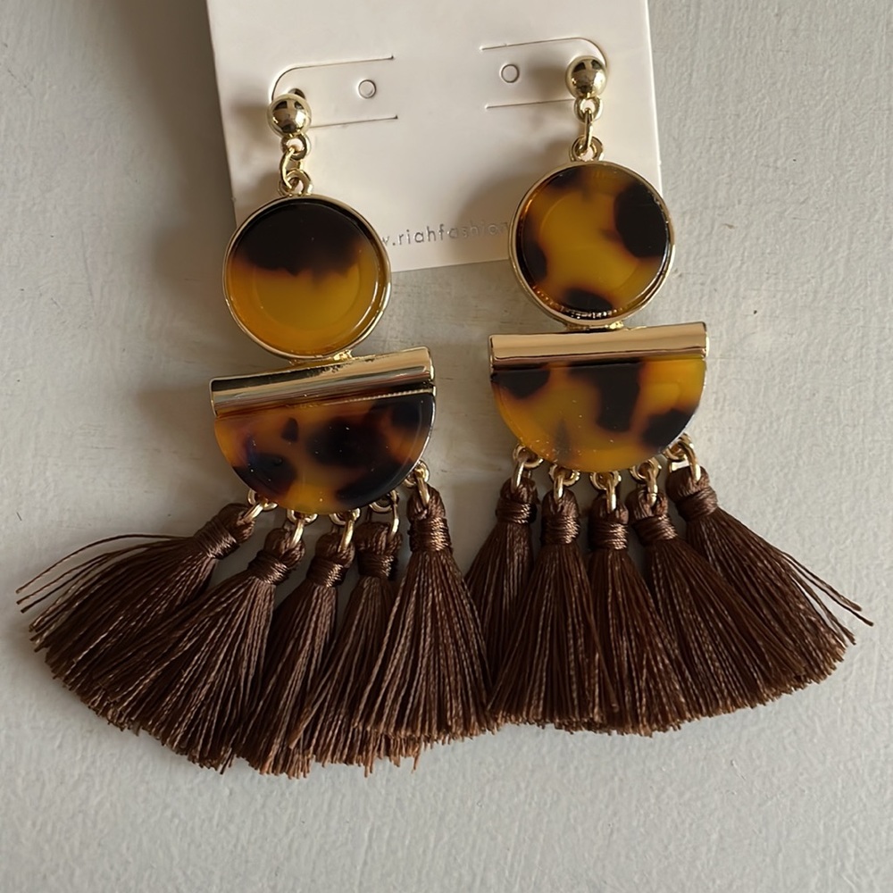 NWT tortoise shell statement earrings